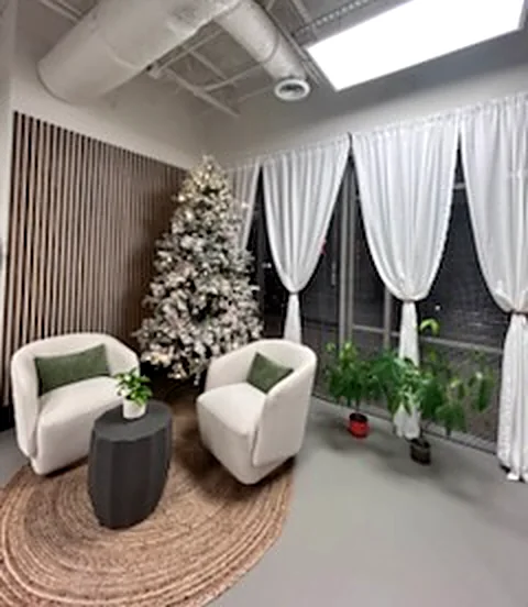 Lounge and waiting area at Aqua Aveda Salon & Spa