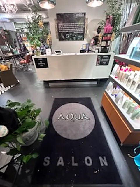 Reception area at Aqua Aveda Salon & Spa